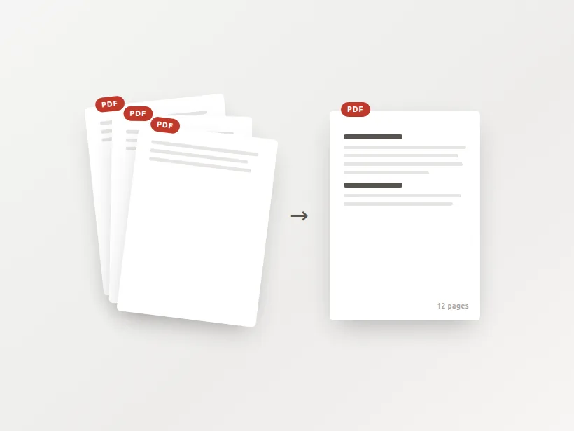 Three separate PDF files combining into a single twelve-page PDF